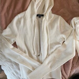 Forever 21 Cream Hooded Sweater Set